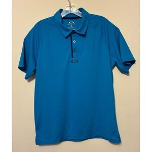 Oakley Ohydrolix Golf Polo Shirt Men's Medium Blue Activewear Sports Outdoor